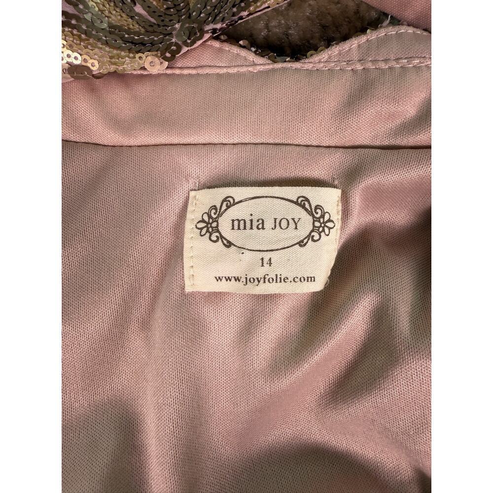 Mia Joy Joyfolie Pink Gold Floral Dress Women's Mini Ruffle Size 14 D745 - Picture 5 of 9
